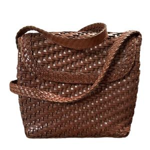 Elegant Brown Woven Crossbody Bag